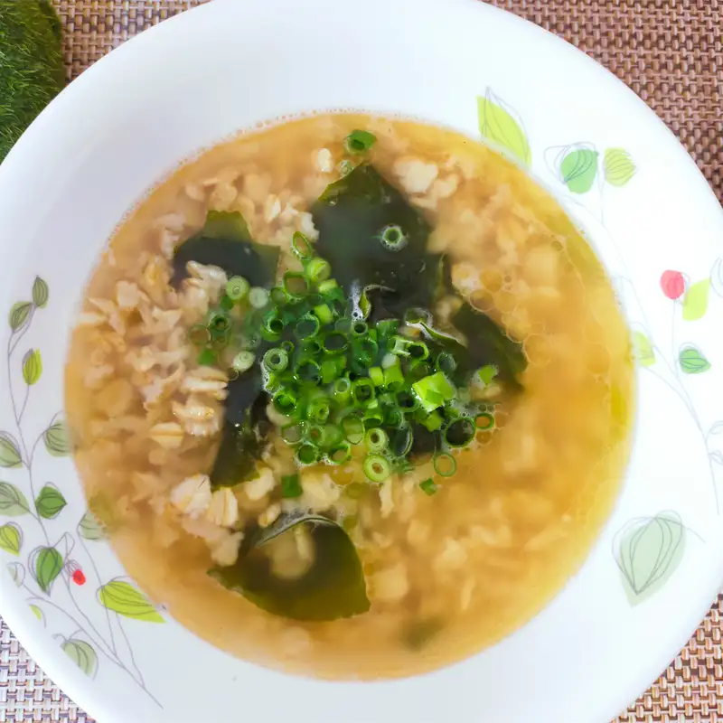 中華スープで食べるオートミールご飯 アイキャッチ