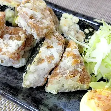 盛り付けたかぼちゃの唐揚げ