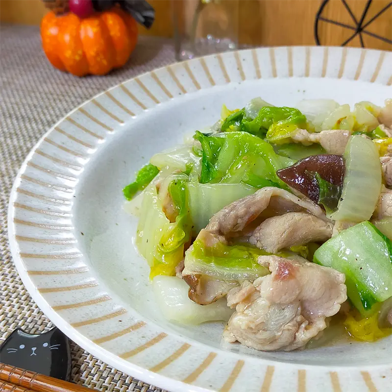 白菜と豚バラ肉の塩あんかけ アイキャッチ